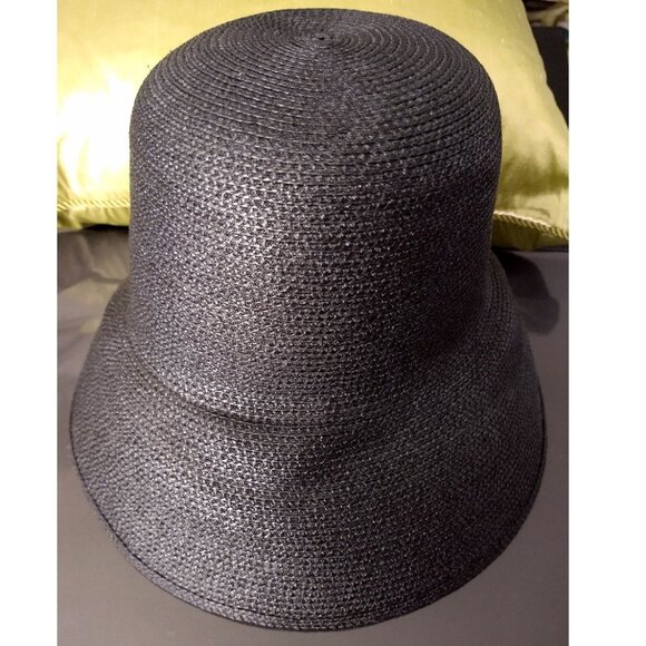 Black Flip Brim Summer Hat Woven Polypropylene IC 21 Inches - Picture 1 of 16